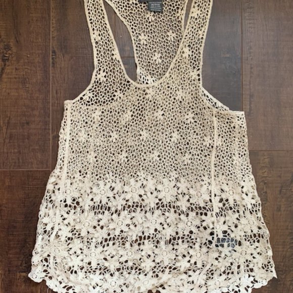 Suzy Shier Cream Net Top - Picture 1 of 1